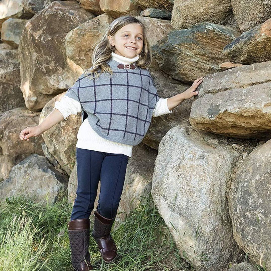 Gray Windowpane Sweater Cape for wholesale on Faire1