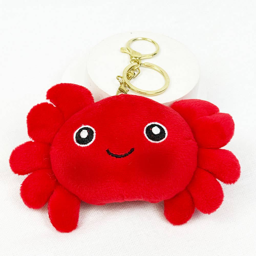 Red Smiley Crab Plushie Key Chain for wholesale on Faire3