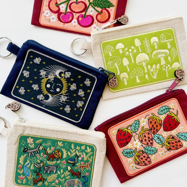 Rikrack - Wholesale Wallet - Women's - Moonglow embroidered zipper keyring pouch wallet