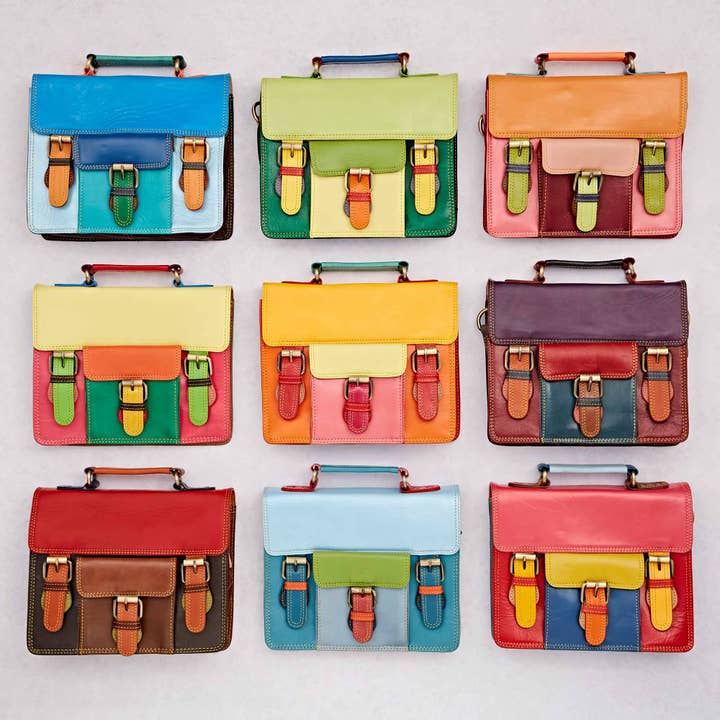 The Paper High Gift Company Limited – wholesale Satchel – Women's – Shruti Small Multicoloured Recycled Leather Satchel