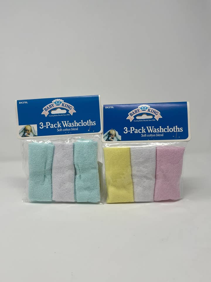 3pk Baby Wash Cloths Assorted Colors for wholesale by USA HomeMax