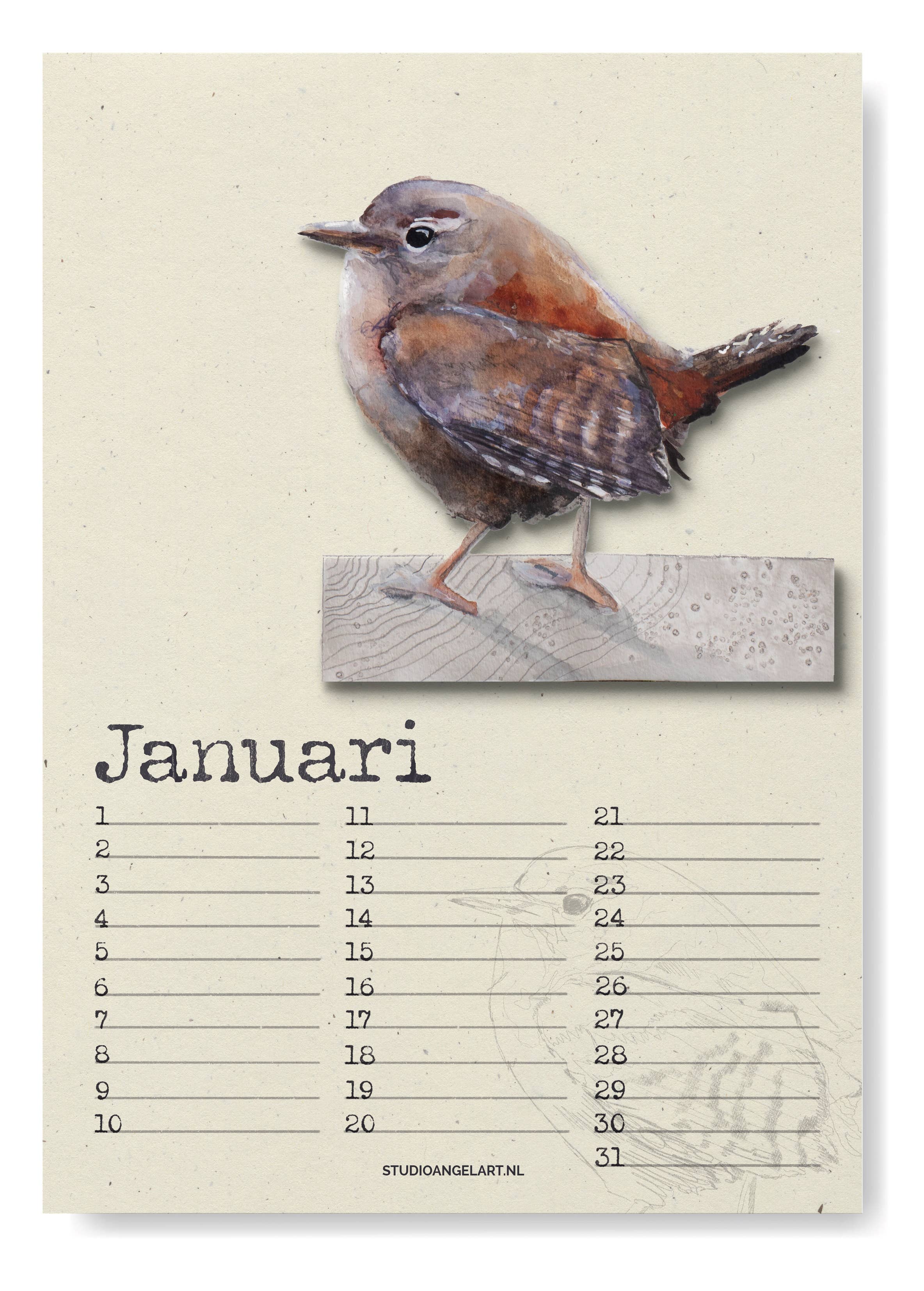 Studio Angelart - Vente Calendrier - Calendrier d’anniversaires avec oiseaux2