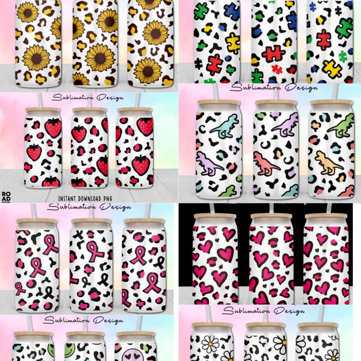 13oz Frosted Glass Tumbler - Kids and Summer Holliday design gifts 12 patterns for wholesale by SubliMasterUK