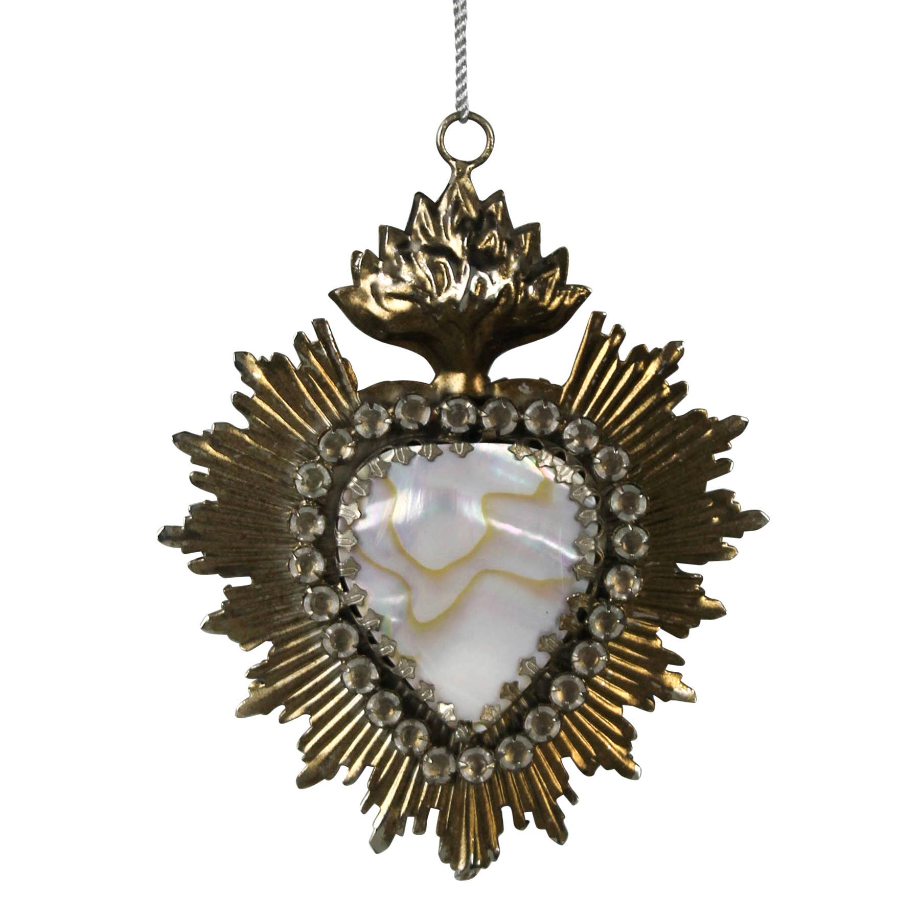 HomArt - Wholesale Ornament - Sacred Heart Milagro with Abalone0