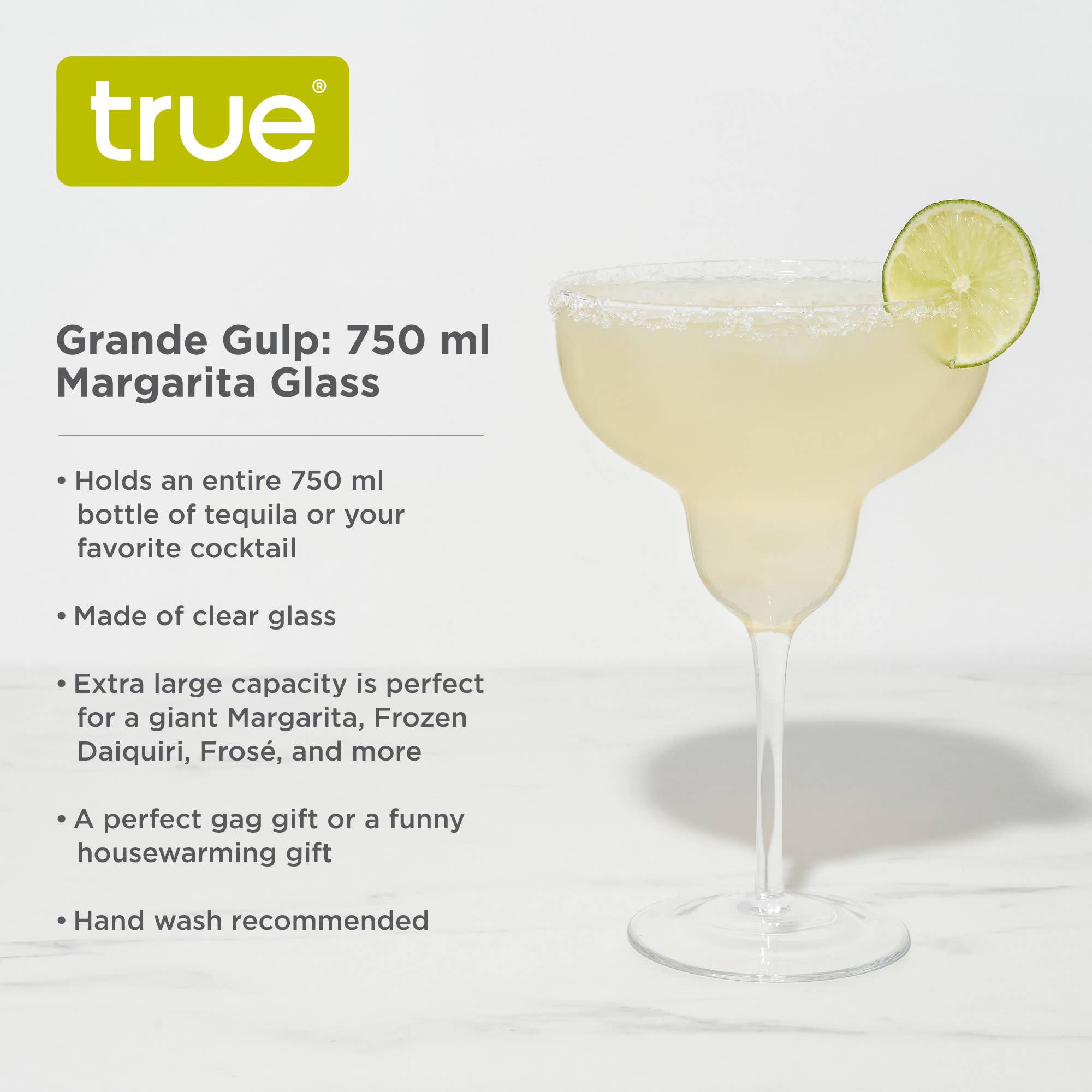 TRUE - Wholesale Cocktail/Liquor Glass - Grande Gulp Large Full Bottle Capacity Margarita Glass3