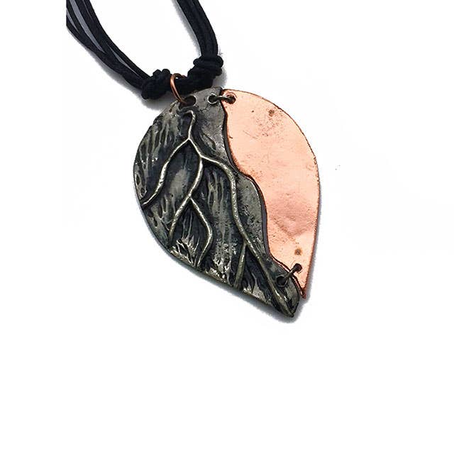 Anju Jewelry - Wholesale Pendant/Charm Necklace - Pewter Necklace - Two Tone Leaf
