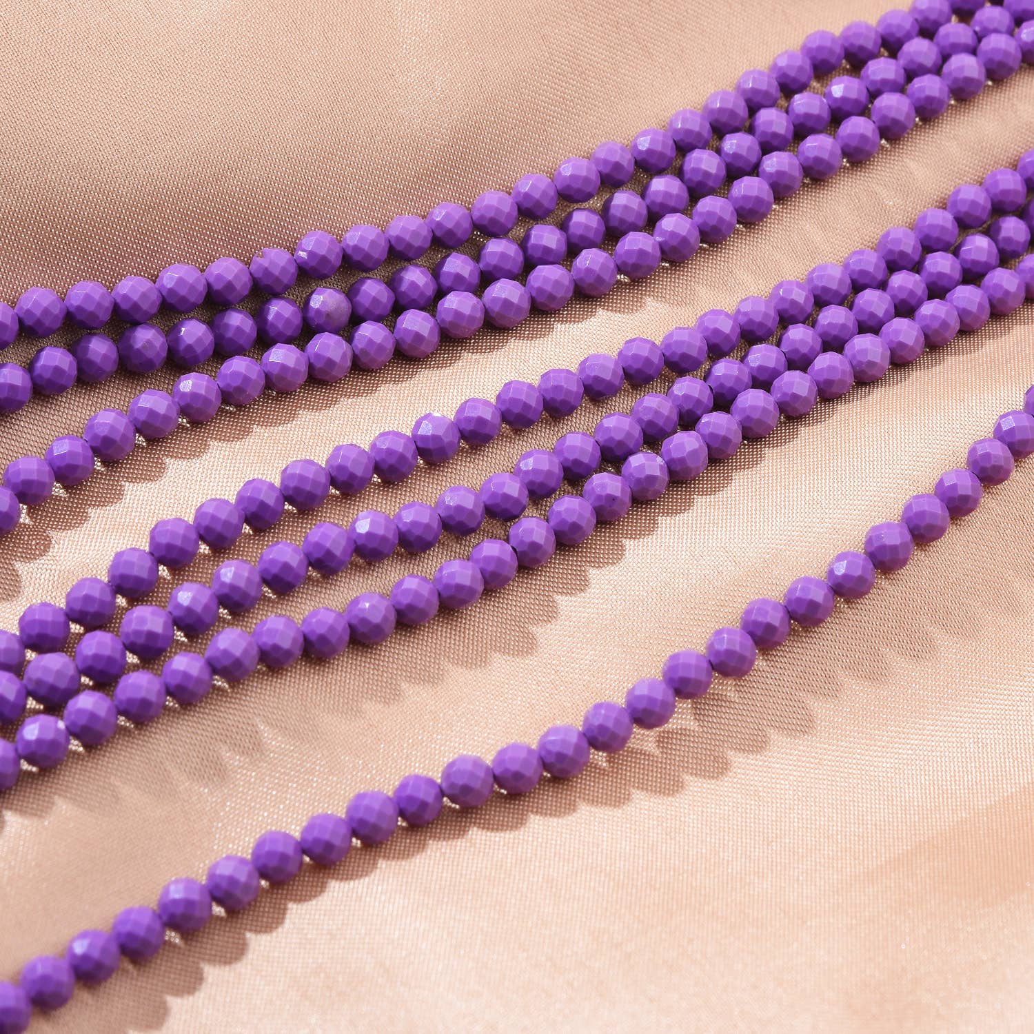 Beads Creation - Wholesale Beads - Phosphosiderite 3–4mm Faceted Round Purple Beads PRP10215