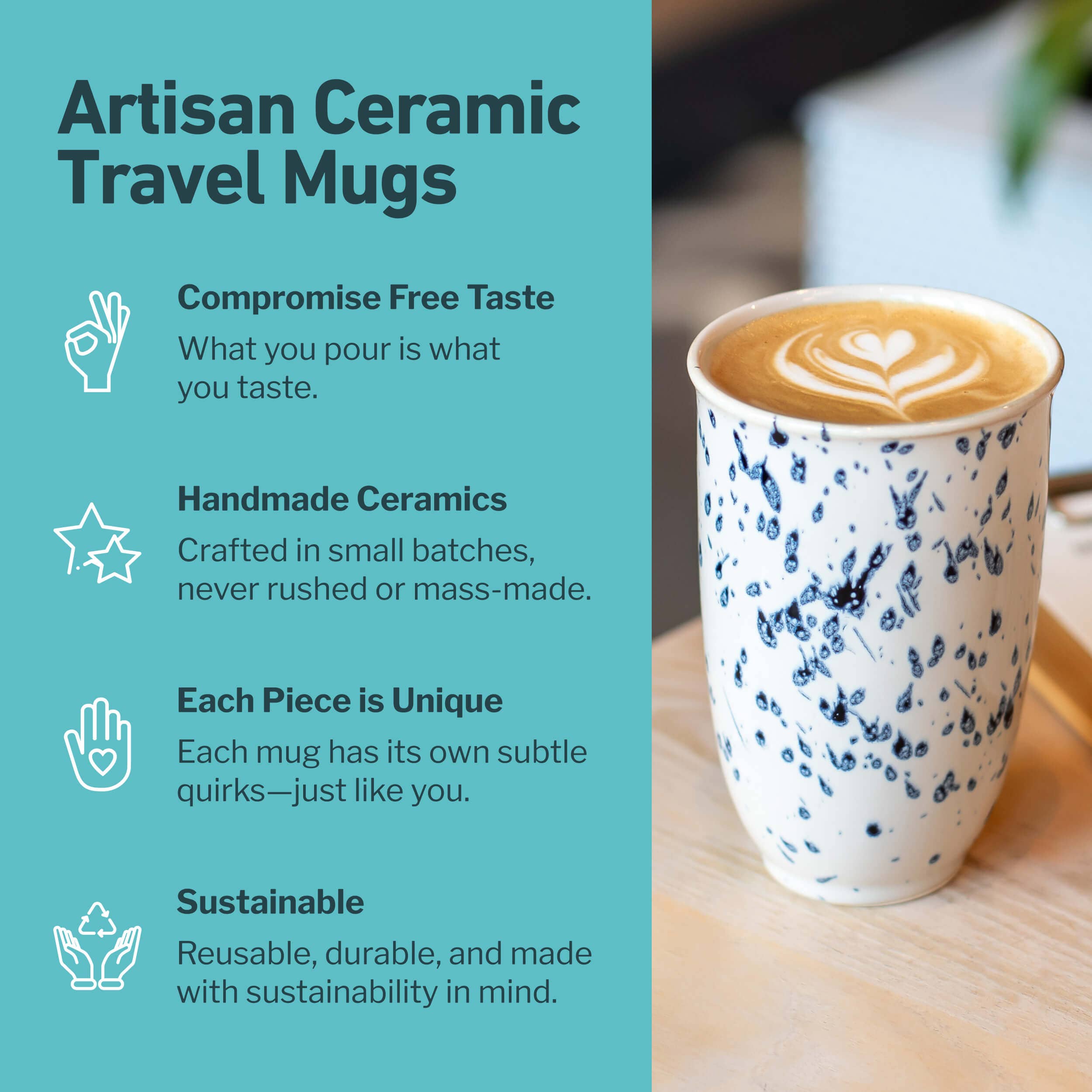 Nova Ceramics Travel Mugs - Wholesale Coffee Mug - Orchid Ceramic Travel Mug – 12oz with Lid & Sleeve4