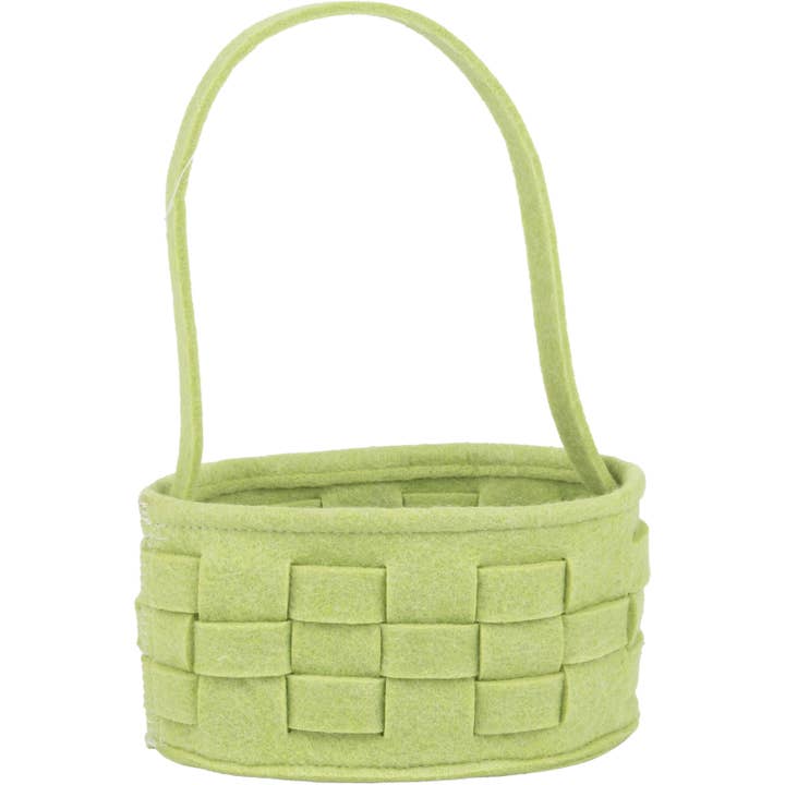 A21468: Felt woven Easter basket, green, 9x6 in for wholesale by Silver Tree Home & Holiday