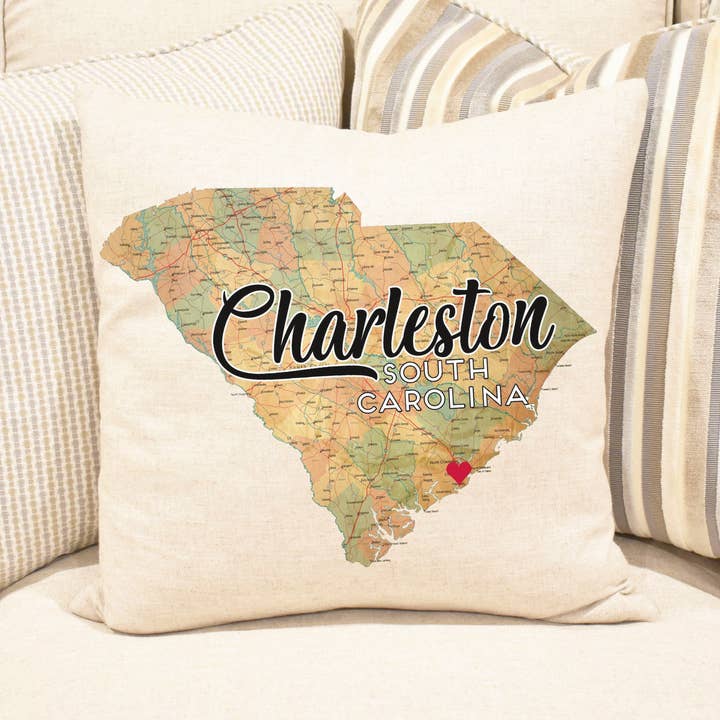 Almohada con mapa personalizado de estado y ciudad para venta al por mayor de AbbyKate HOME