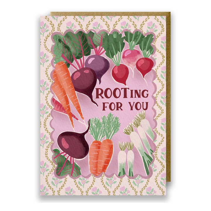 Vegetables Good Luck Card - Rooting For You - Encouragement for wholesale by Jessie Maeve Studio