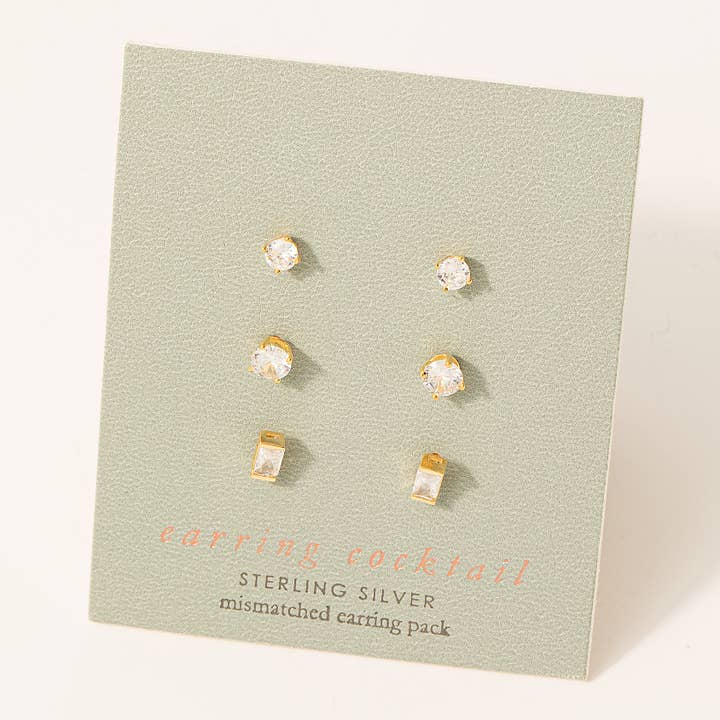 Fame Accessories - Wholesale Stud/Post Earrings - Sterling Silver Stud Earrings Set