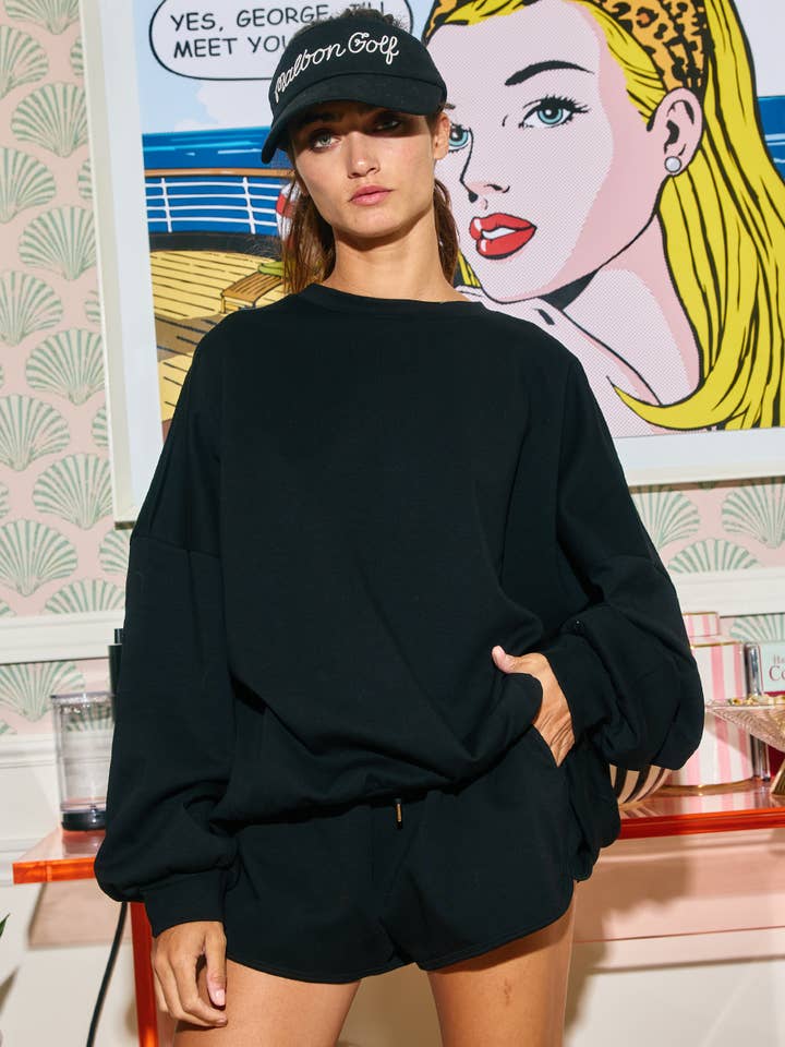 BUCKETLIST INC – wholesale Sweatshirt – Women's – T2334 Solid Scuba Oversized Sweatshirt0