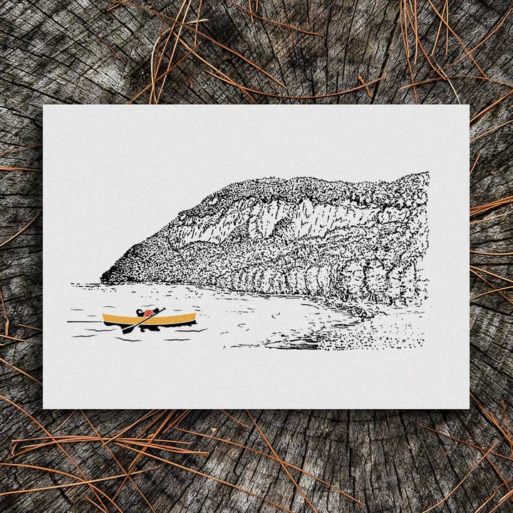 Montañas - Canoeing Dog Art Print for wholesale by Soijen Illustrations