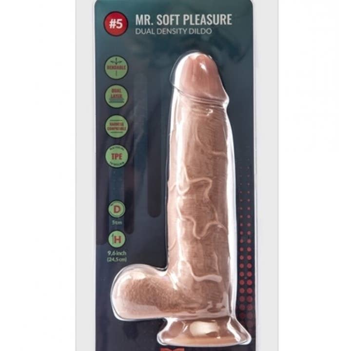Kinky Pleasure - Wholesale Sex Toy - Argus Mr. Soft Pleasure 5 Double Layer Realistic Dildo with Balls and Suction Cup - 24.5 cm - Dia 5 cm AT1064