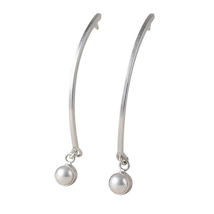 STERLING SILVER ARCH EARRING WITH FRESHWATER PEARL for wholesale by Balaam Design
