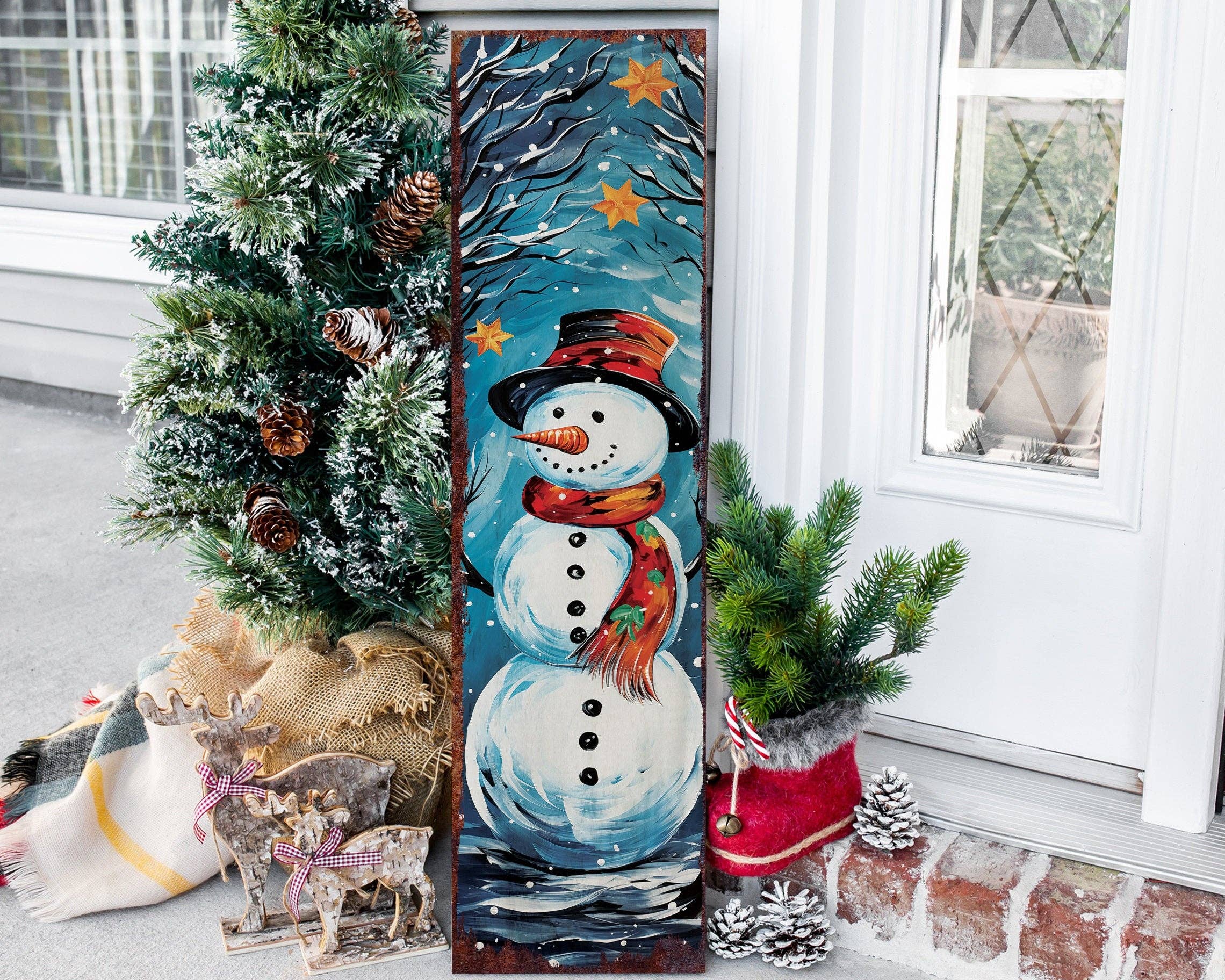 TX USA Corporation - Wholesale Outdoor Sign - 36" Cheerful Snowman Christmas Porch Sign | Outdoor Holiday Welcome Decor8