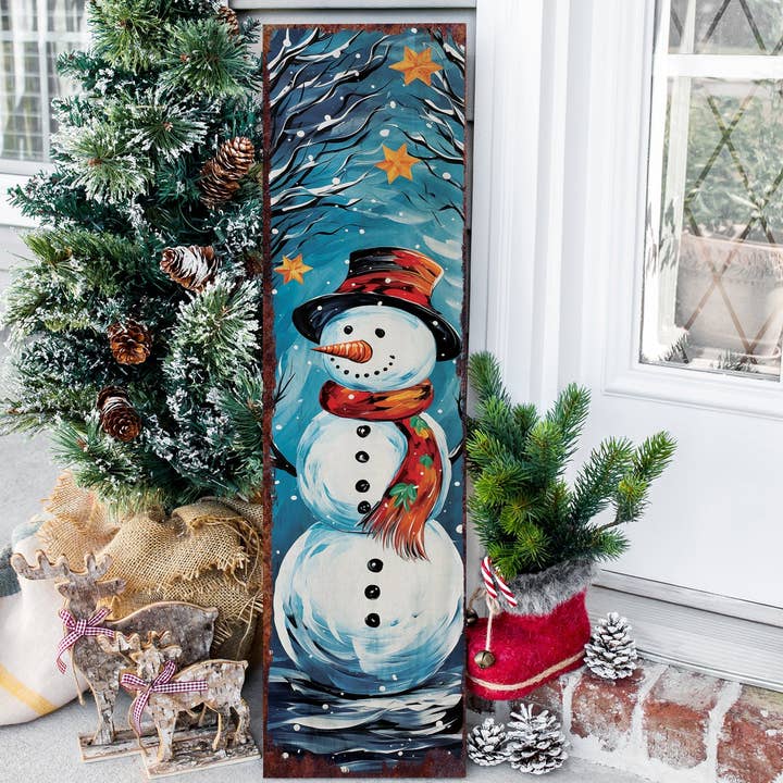 TX USA Corporation - Wholesale Outdoor Sign - 36" Cheerful Snowman Christmas Porch Sign | Outdoor Holiday Welcome Decor8
