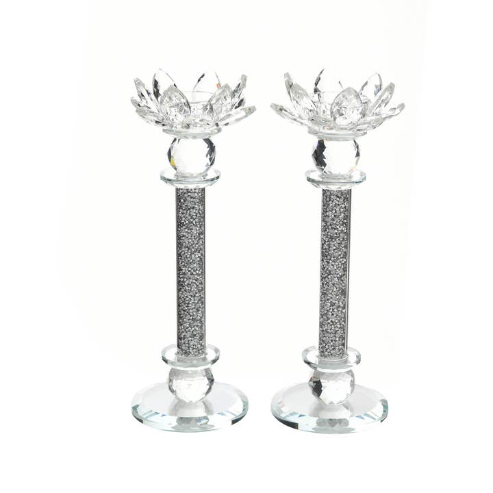 Ambrose Exquisite Kerzenhalter, 2-teilig, silberfarben für den Großhandel von Amazing Rugs