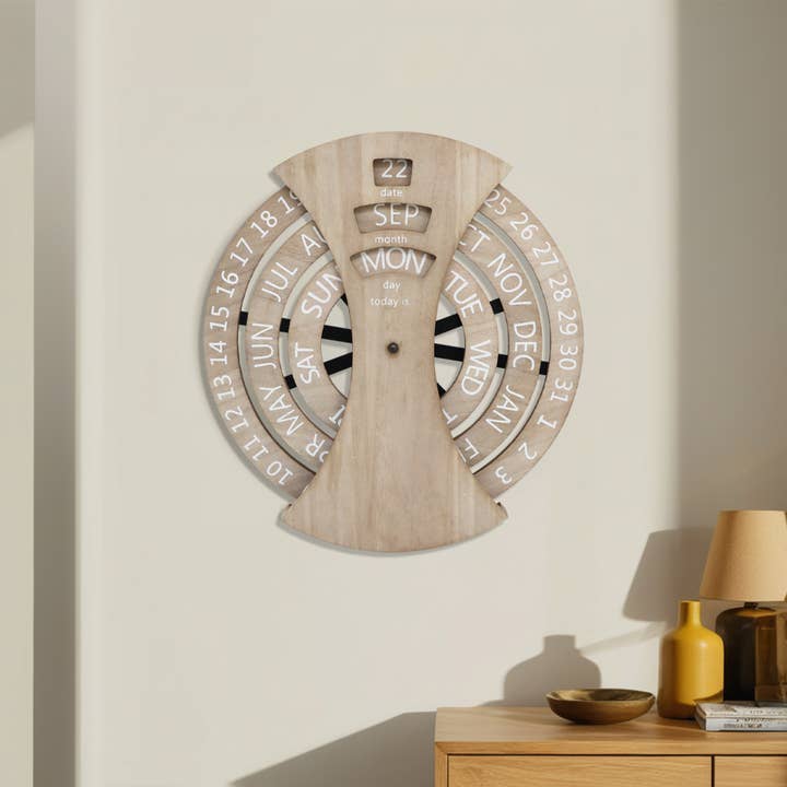 Paris Loft Inc - Wholesale Calendar - Rustic Wood Wall Mounted Spin Perpetual Calendar