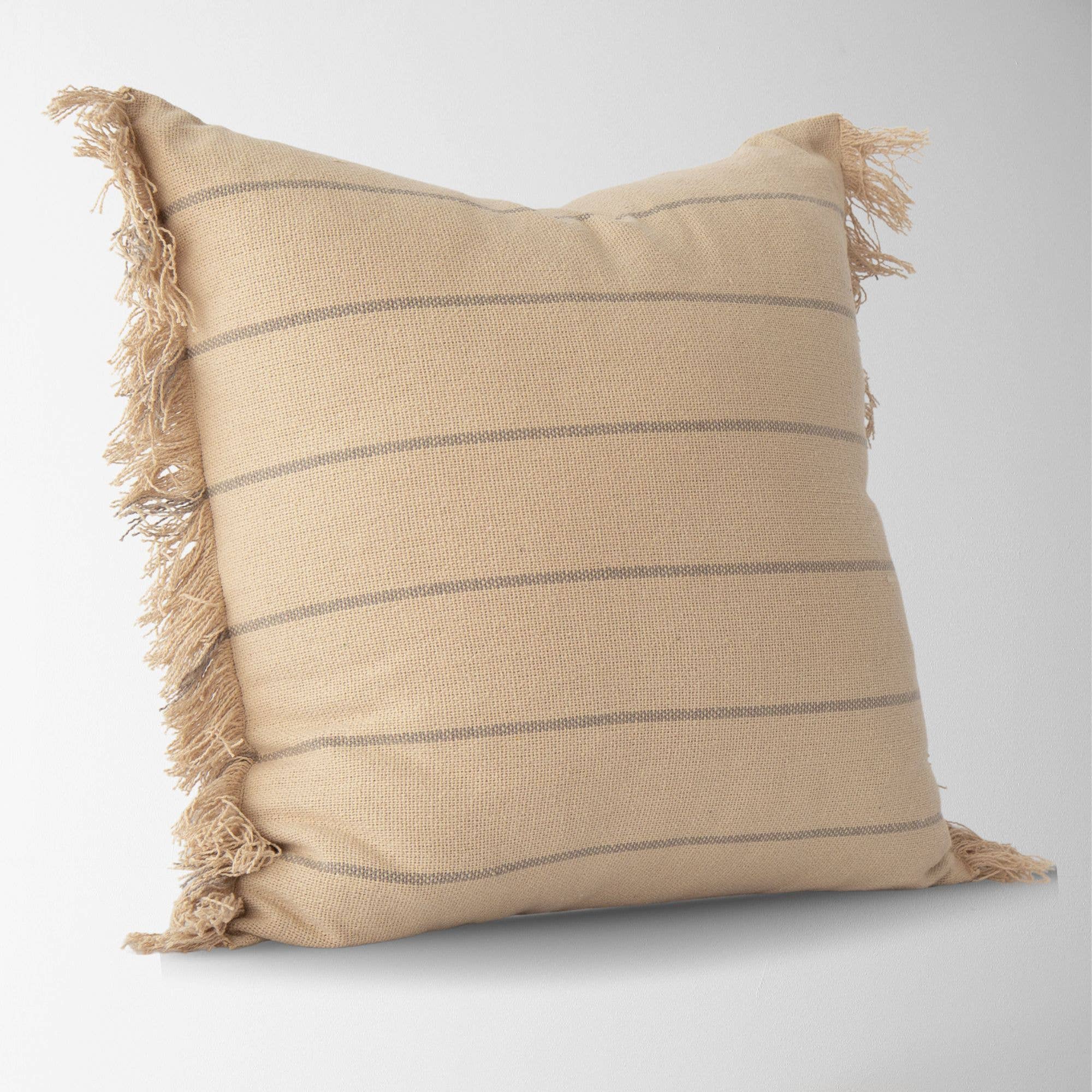 Tajik  Home  LLC - Wholesale Throw Pillow Cover - Taylor Striped Pillow Cover with Frayed Edges – Modern 2