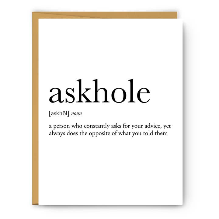 Footnotes - Wholesale Everyday Greeting Card - Askhole Definition - Everyday Card
