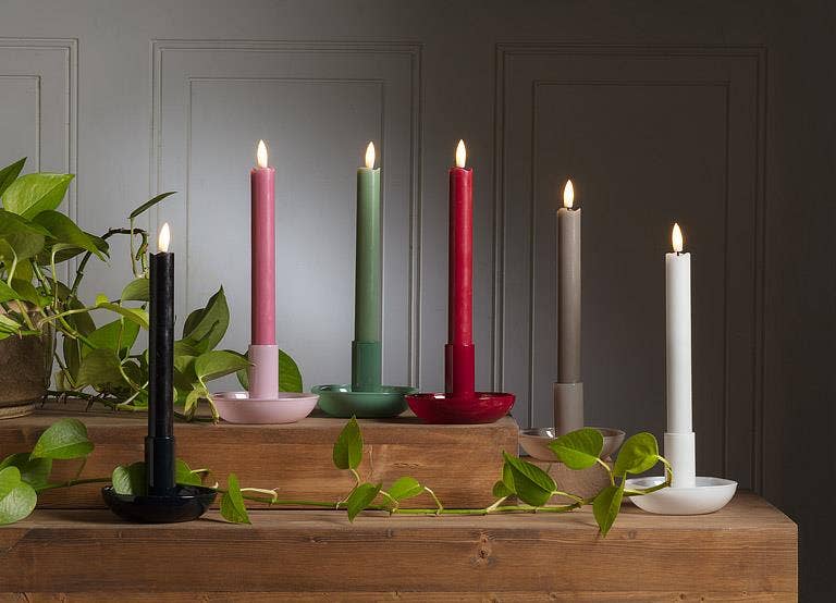 Abbott – wholesale Flameless candle – S/2 White LED Taper Candle - 9.5"H3