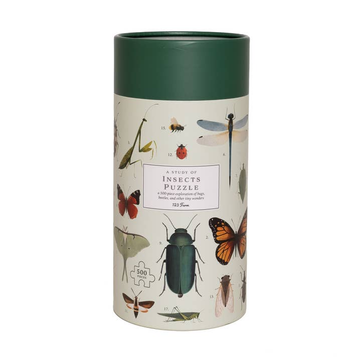 Insects Puzzle – 500 Pc Tube with Vintage Illustrations for wholesale by 123 Farm