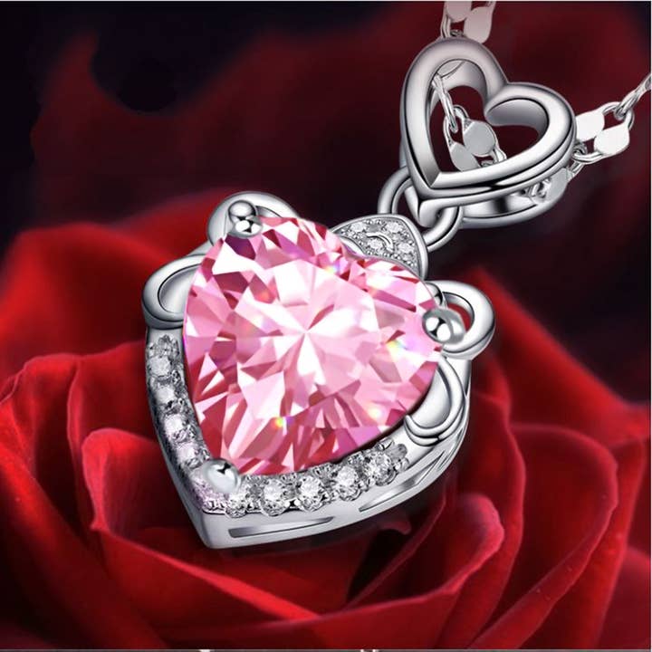 White Gold Filled Created Gemstone Pendant Necklace for wholesale by Sephla