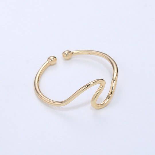 Aim Eternal - Wholesale Band/Stacked Ring - Minimalist Ring Gold Open Ring Wave Curvy Ring, Thin Ring Gold Ring Dainty Stackable Ring Adjustable Ring.R-0844