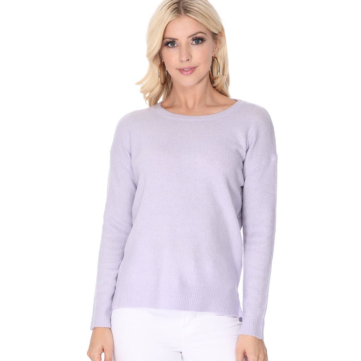 Mak – wholesale Pullovertröja - Dam – Crewneck stickad tröja med sidoslits MK801515