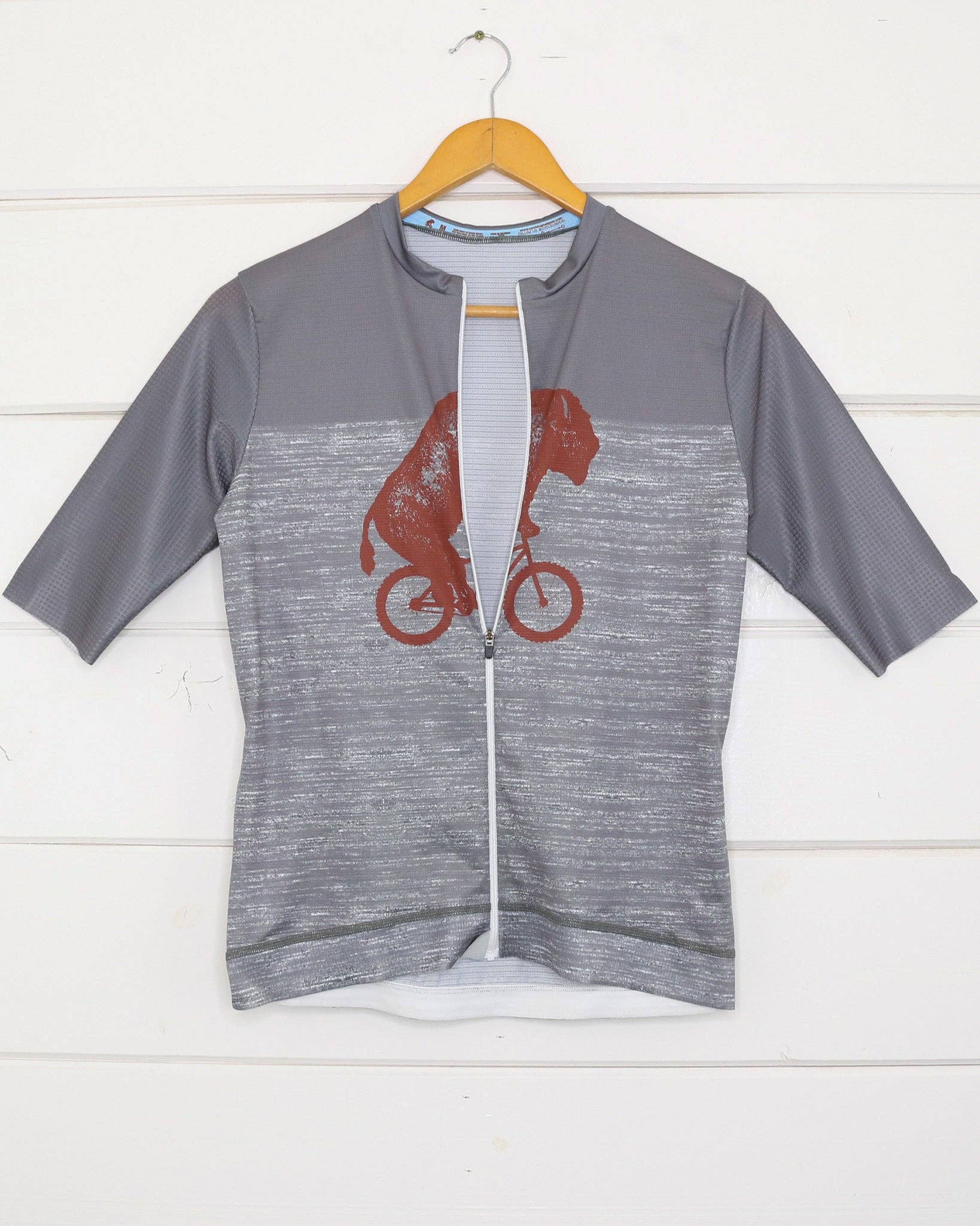 Grey Bison Zip-Up Racer Jersey for wholesale on Faire3