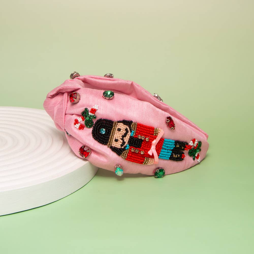 SP Sophia Collection - Wholesale Fashion Headband - Women's - Christmas Nutcracker Crystal Seed Beaded Top Knot Headband0