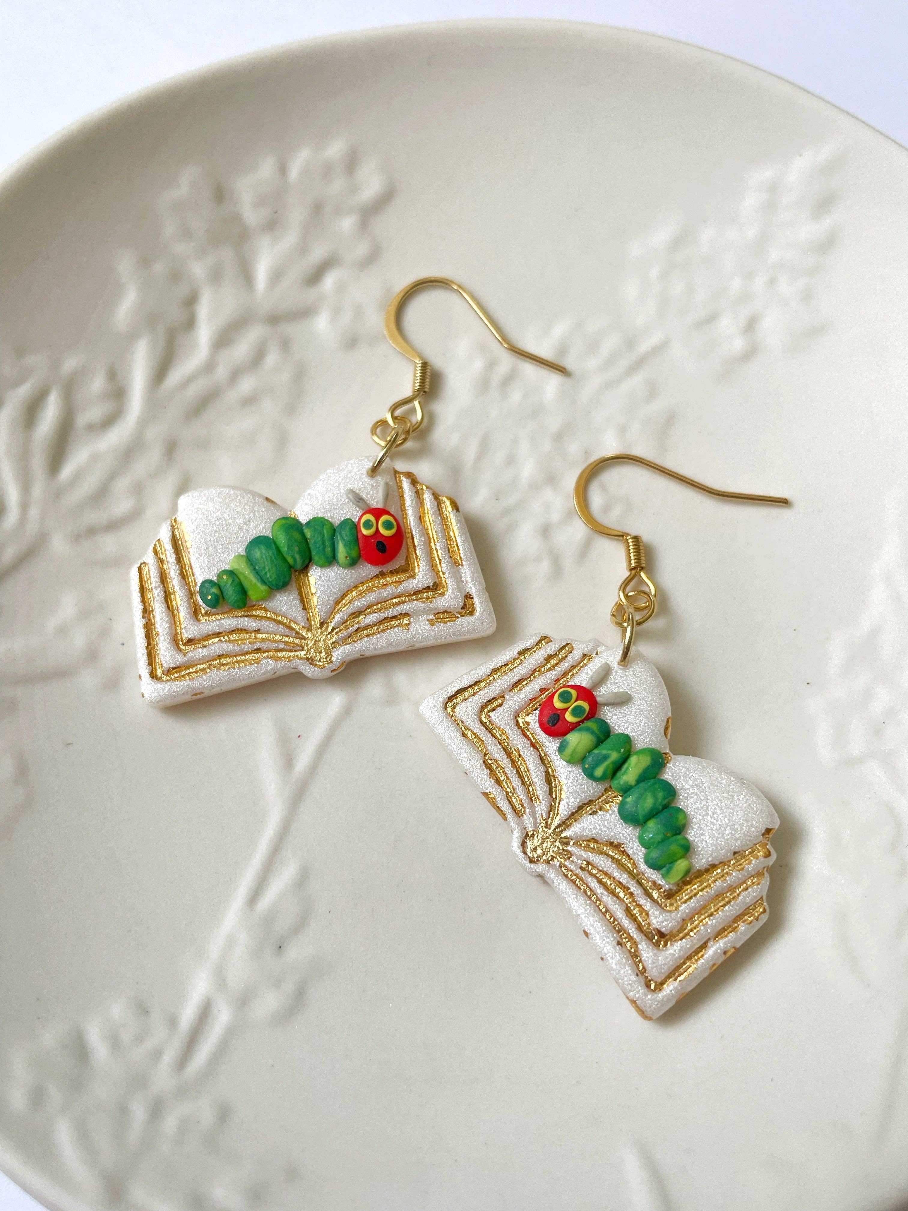 Emily C Designs – wholesale Dangle earrings – The Very Hungry Caterpillar Open Book Earrings1