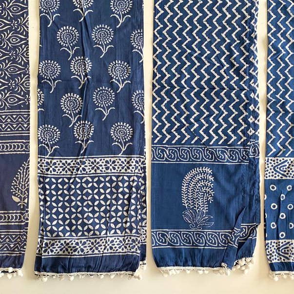 The Indian Bazaar - Wholesale Scarf - Women's - Stole / Scarf - Indigo Hand Block Printed - Any Design