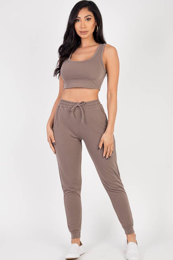 CAPELLA APPAREL – Großhandel Loungewear-Set – Damen – Kurzes Tanktop und Jogginghose aus französischem Terry1