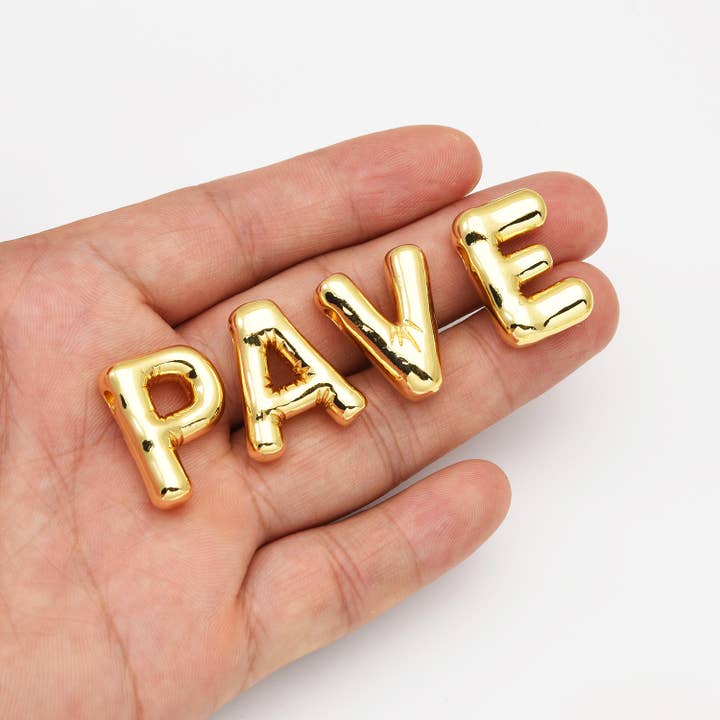 findings4uGem - Wholesale Pendant/Charm Necklace - Gold Filled Balloon Alphabet Initial Letter Charm, CP20694