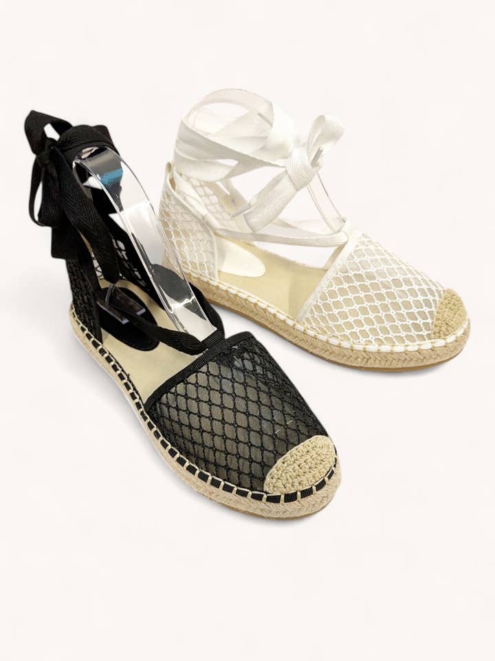 Oliccui - Wholesale Flats - Women's - LACE UP STRAP MESH UPPER ESPADRILLES FLATS3