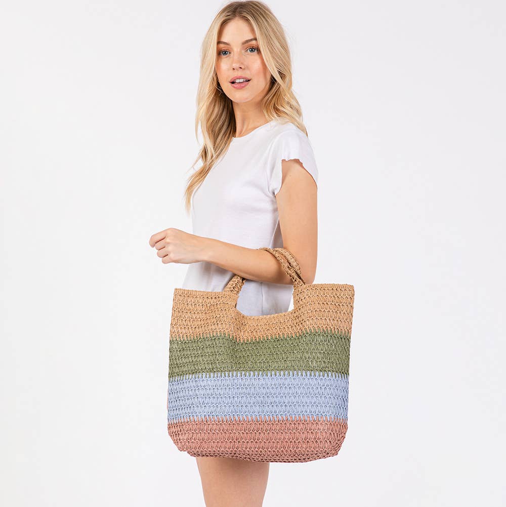 Sensibling Corp. - Wholesale Beach Bag - Multi Color Stripe Tote Bag / Beach Bag
2