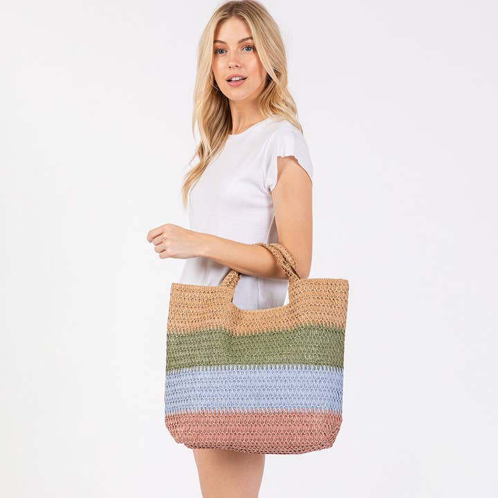 Sensibling Corp. - Wholesale Beach Bag - Multi Color Stripe Tote Bag / Beach Bag
2