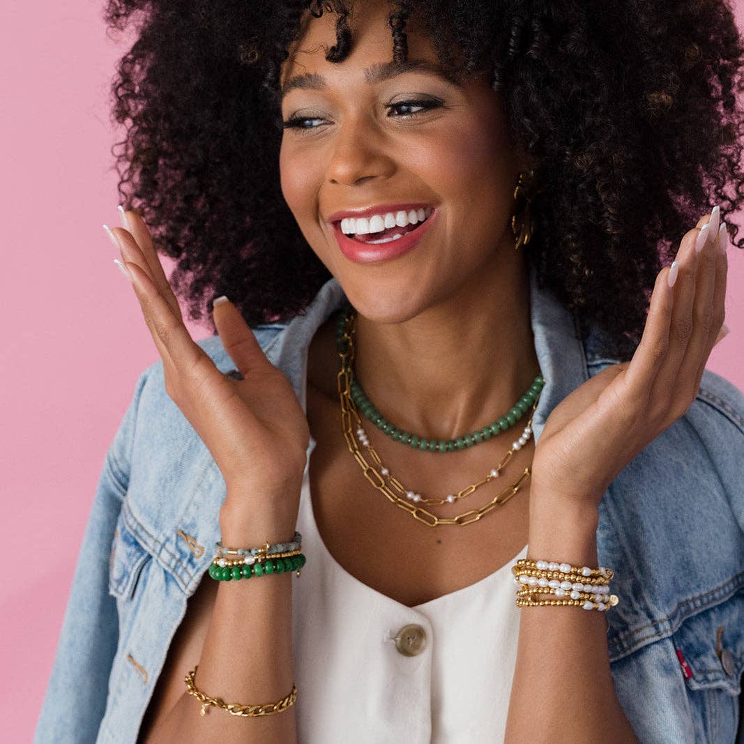 ETHICGOODS – wholesale Beaded bracelet – Morse Code Pearl & Gold Waterproof Beaded Bracelet | BRAVE2