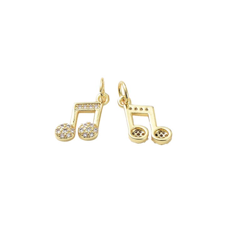 The Charm Bar Company - Wholesale Individual Charm/Pendant - *Gold CZ Joyful Melody Charm
