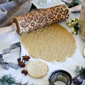Holly Jolly Christmas Embossed Rolling Pin