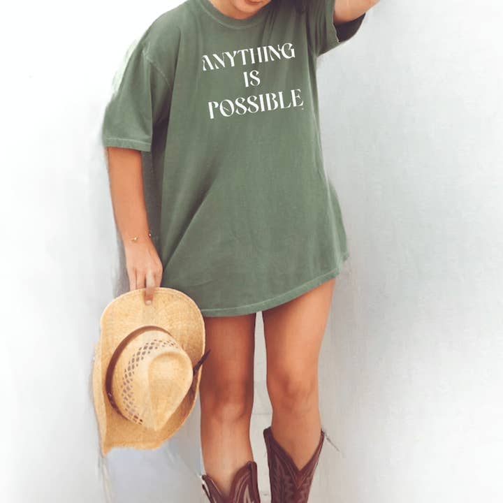 Anything is Possible Inspirational Tee - Moss for wholesale by Daisy-Bella