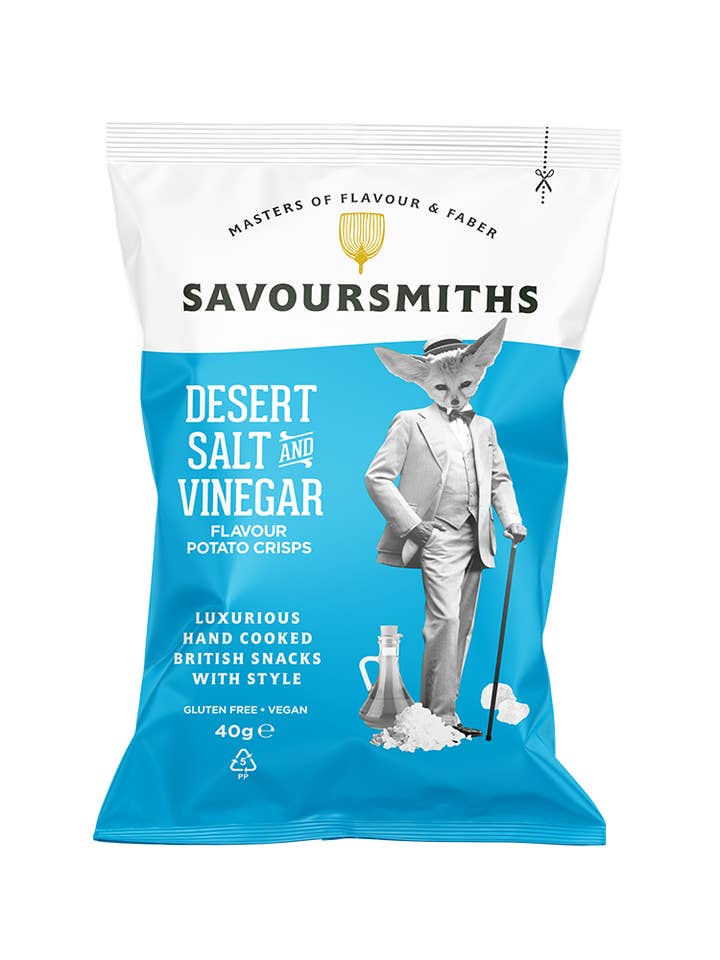 Single Serve Desert Salt and Vinegar Potato Crisps 1.41oz for wholesale by Savoursmiths