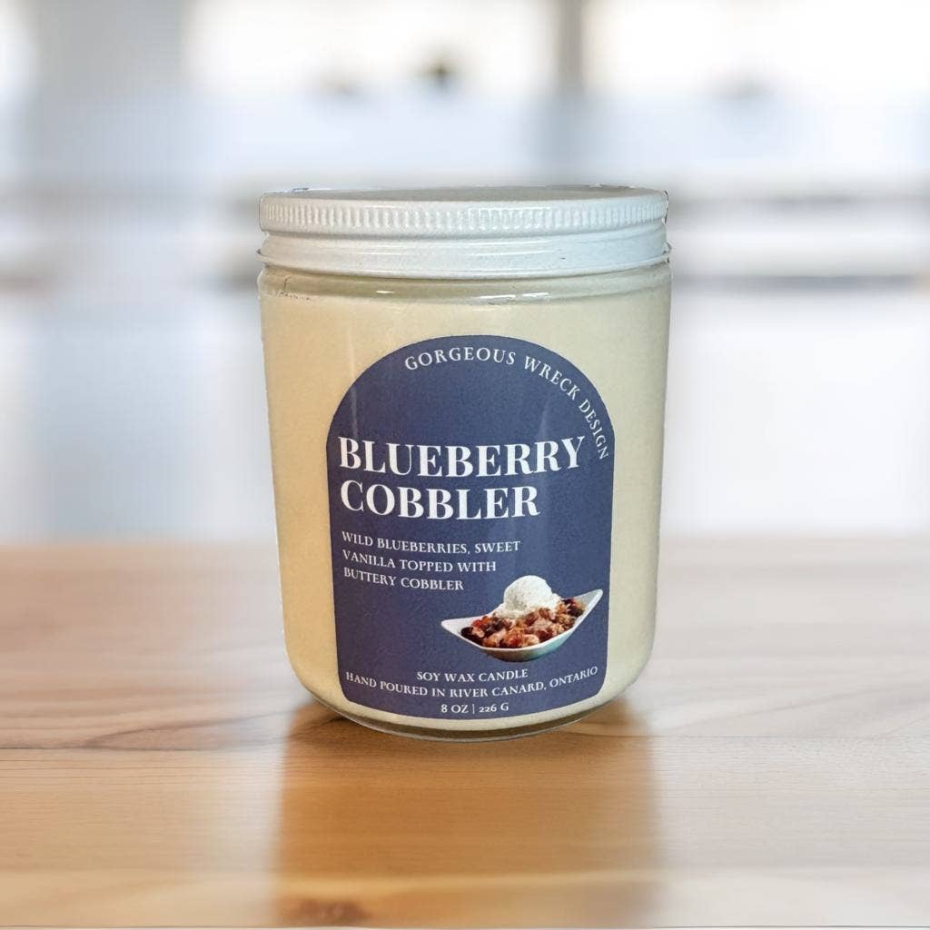 Gorgeous Wreck Design - Wholesale Jar/Filled Candle - Blueberry Cobbler Candle .