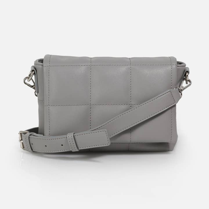 BG251B044GR - Grey quilted crossbody handbag in PU for wholesale by Bizou