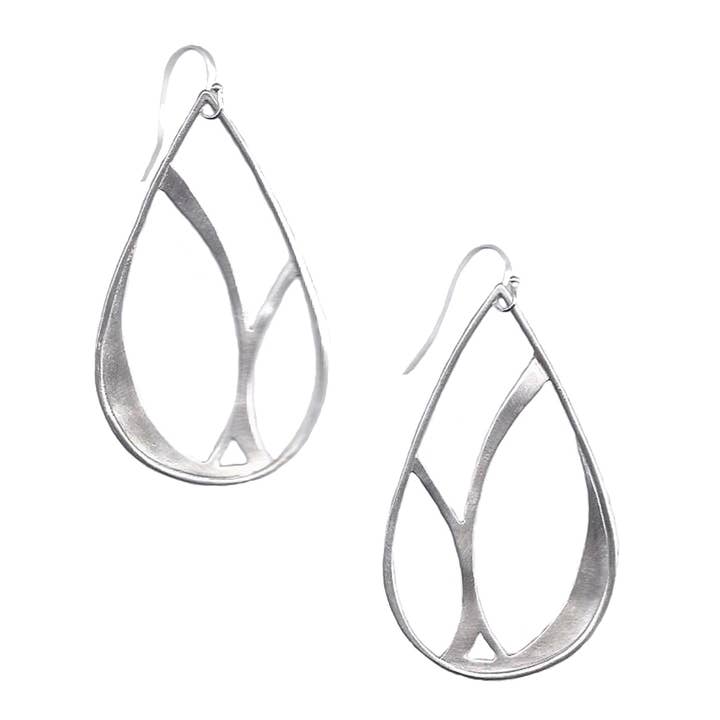 Grandes boucles d'oreilles en forme de larme avec silhouette d'arbre pour la vente par Julia Britell Design