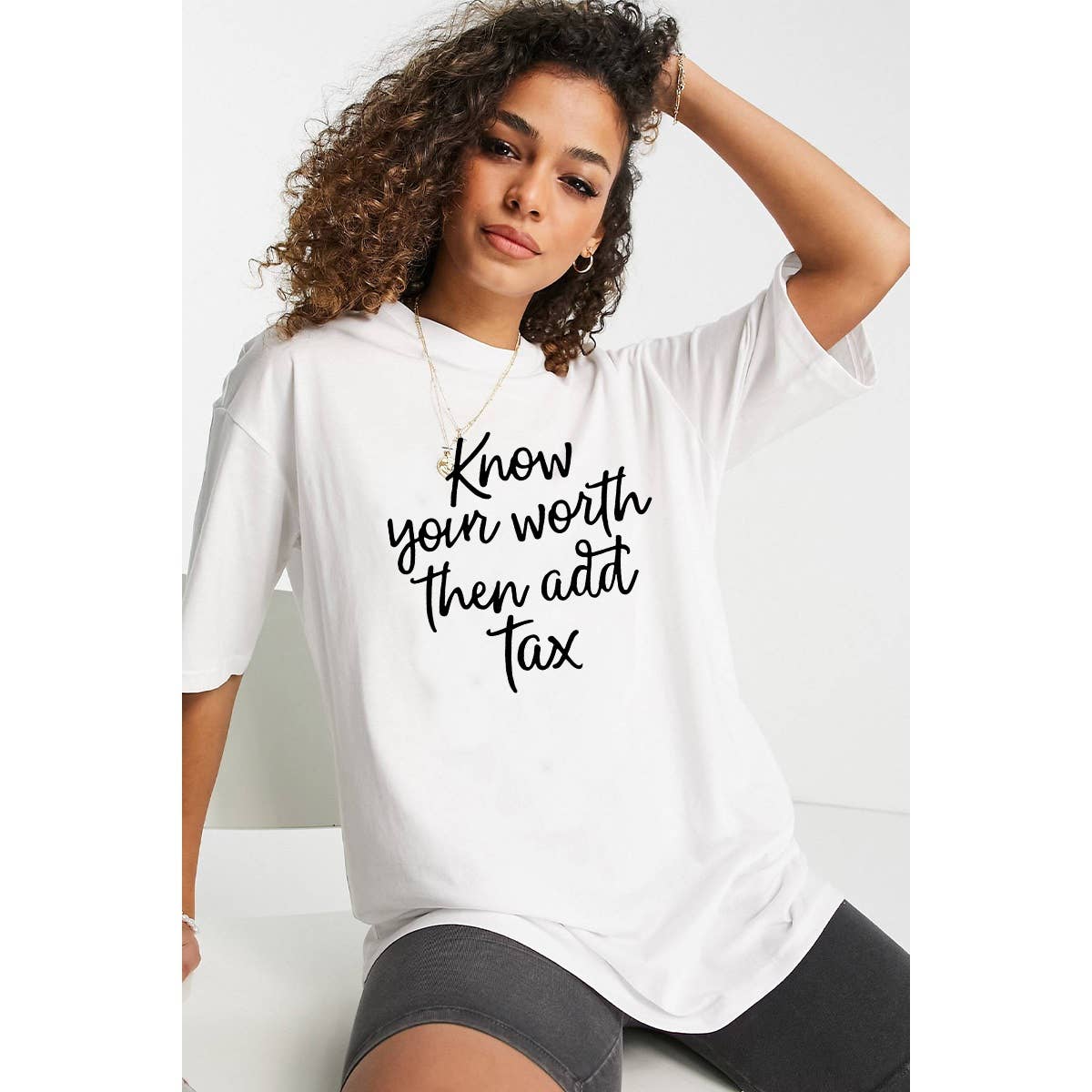 nobarand – wholesale T-shirts med screentryck – Dam – VET DU VÄRT GRAFISK T-shirt för kvinnor2