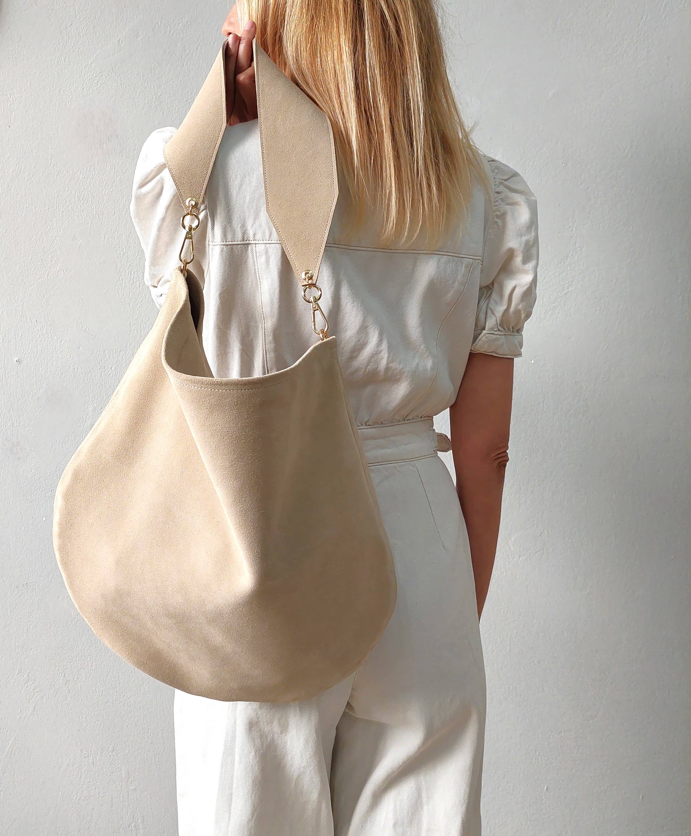 ANA KOUTSI - Wholesale Shoulder Bag - Women's - Anna soft suede bag in beige